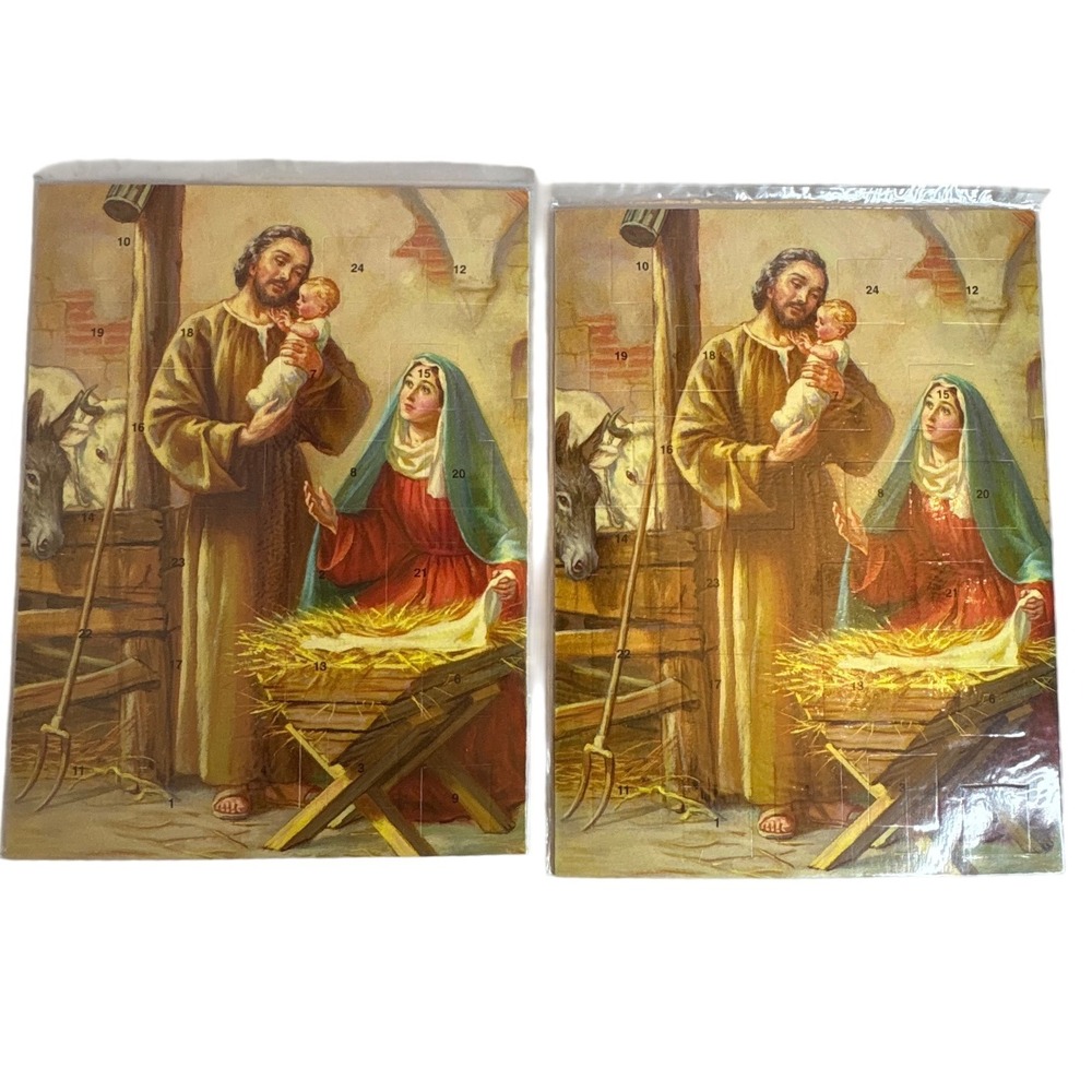 2 Vintage Christmas Nativity‎ Scene Advent Calendar 2000 Autom Doors Baby Jesus